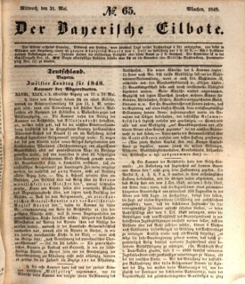 Baierscher Eilbote (Münchener Bote für Stadt und Land) Mittwoch 31. Mai 1848