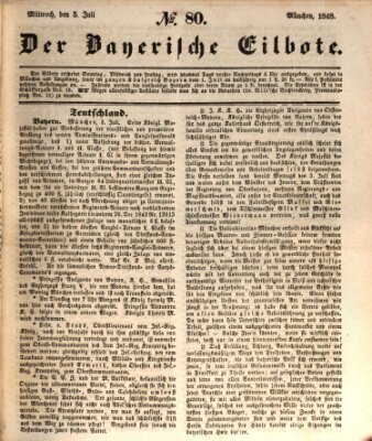 Baierscher Eilbote (Münchener Bote für Stadt und Land) Mittwoch 5. Juli 1848