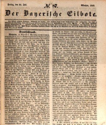 Baierscher Eilbote (Münchener Bote für Stadt und Land) Freitag 21. Juli 1848