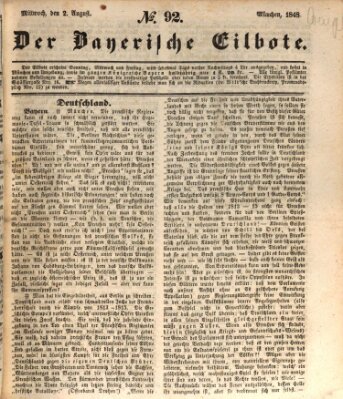 Baierscher Eilbote (Münchener Bote für Stadt und Land) Mittwoch 2. August 1848