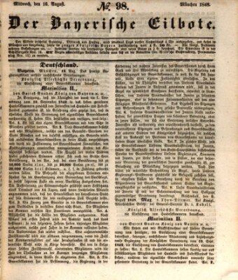 Baierscher Eilbote (Münchener Bote für Stadt und Land) Mittwoch 16. August 1848