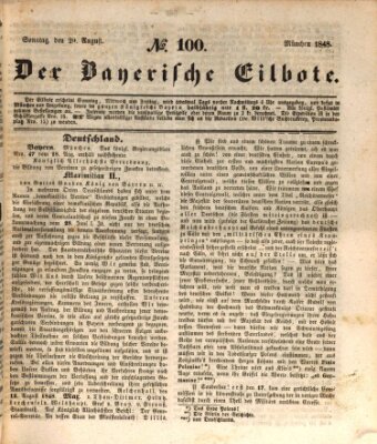 Baierscher Eilbote (Münchener Bote für Stadt und Land) Sonntag 20. August 1848