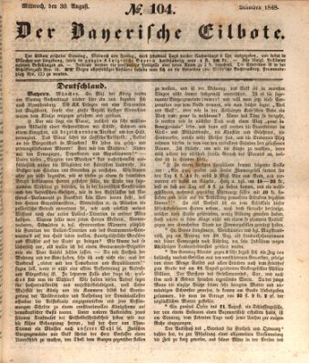 Baierscher Eilbote (Münchener Bote für Stadt und Land) Mittwoch 30. August 1848