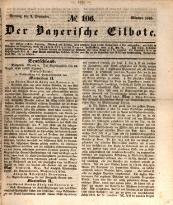 Baierscher Eilbote (Münchener Bote für Stadt und Land) Sonntag 3. September 1848