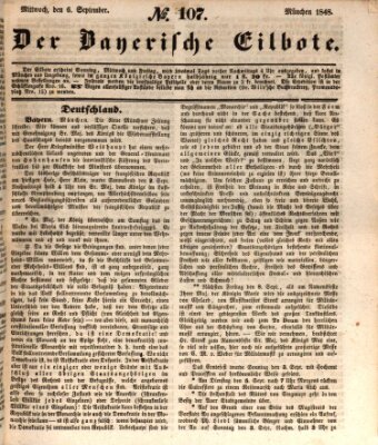 Baierscher Eilbote (Münchener Bote für Stadt und Land) Mittwoch 6. September 1848