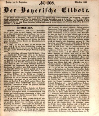 Baierscher Eilbote (Münchener Bote für Stadt und Land) Freitag 8. September 1848