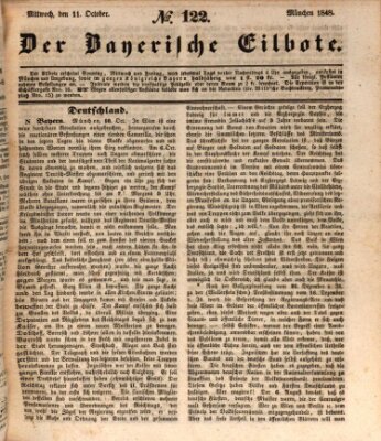 Baierscher Eilbote (Münchener Bote für Stadt und Land) Mittwoch 11. Oktober 1848