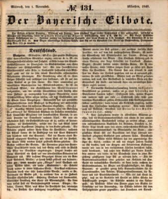 Baierscher Eilbote (Münchener Bote für Stadt und Land) Mittwoch 1. November 1848