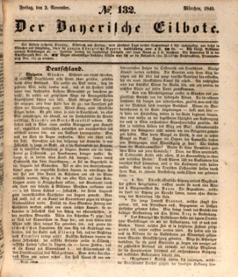 Baierscher Eilbote (Münchener Bote für Stadt und Land) Freitag 3. November 1848