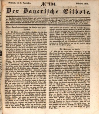 Baierscher Eilbote (Münchener Bote für Stadt und Land) Mittwoch 8. November 1848