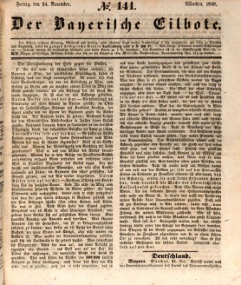 Baierscher Eilbote (Münchener Bote für Stadt und Land) Freitag 24. November 1848