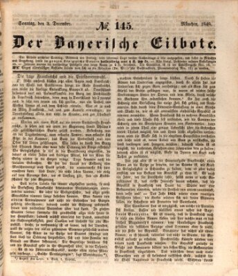 Baierscher Eilbote (Münchener Bote für Stadt und Land) Sonntag 3. Dezember 1848