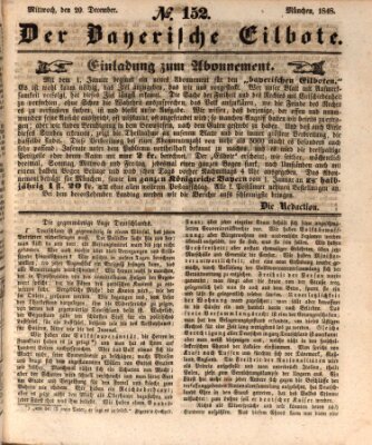 Baierscher Eilbote (Münchener Bote für Stadt und Land) Mittwoch 20. Dezember 1848