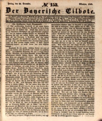 Baierscher Eilbote (Münchener Bote für Stadt und Land) Freitag 22. Dezember 1848