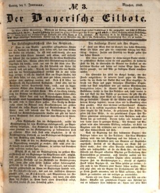 Baierscher Eilbote (Münchener Bote für Stadt und Land) Sonntag 7. Januar 1849