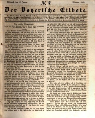 Baierscher Eilbote (Münchener Bote für Stadt und Land) Mittwoch 17. Januar 1849
