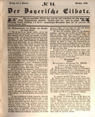 Baierscher Eilbote (Münchener Bote für Stadt und Land) Freitag 2. Februar 1849