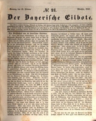 Baierscher Eilbote (Münchener Bote für Stadt und Land) Sonntag 18. Februar 1849