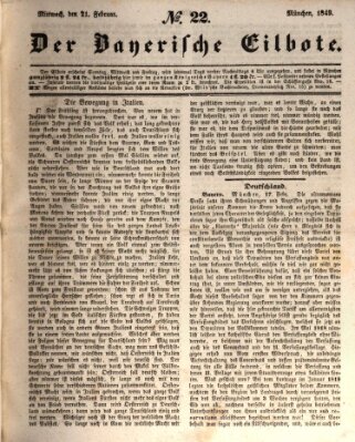 Baierscher Eilbote (Münchener Bote für Stadt und Land) Mittwoch 21. Februar 1849