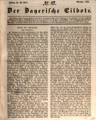 Baierscher Eilbote (Münchener Bote für Stadt und Land) Freitag 20. April 1849