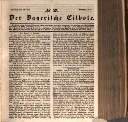 Baierscher Eilbote (Münchener Bote für Stadt und Land) Sonntag 13. Mai 1849