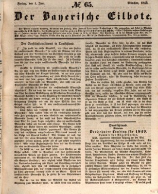 Baierscher Eilbote (Münchener Bote für Stadt und Land) Freitag 1. Juni 1849