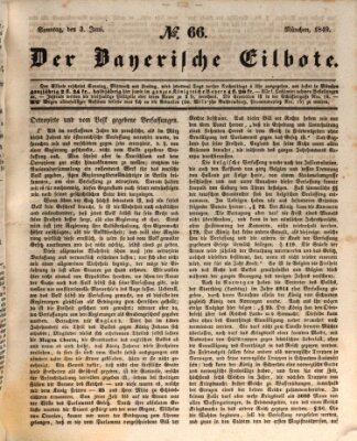 Baierscher Eilbote (Münchener Bote für Stadt und Land) Sonntag 3. Juni 1849