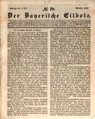 Baierscher Eilbote (Münchener Bote für Stadt und Land) Sonntag 1. Juli 1849