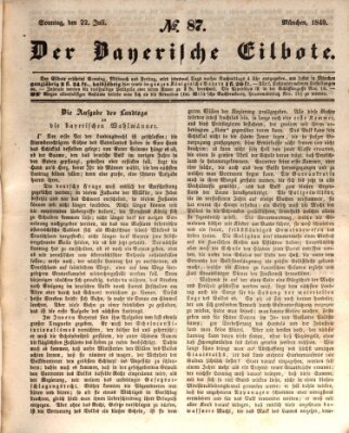 Baierscher Eilbote (Münchener Bote für Stadt und Land) Sonntag 22. Juli 1849