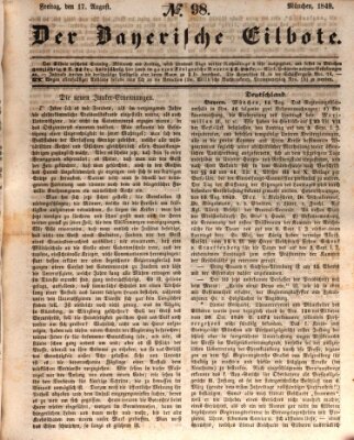 Baierscher Eilbote (Münchener Bote für Stadt und Land) Freitag 17. August 1849