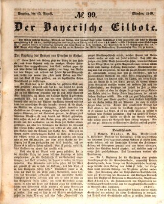 Baierscher Eilbote (Münchener Bote für Stadt und Land) Sonntag 19. August 1849