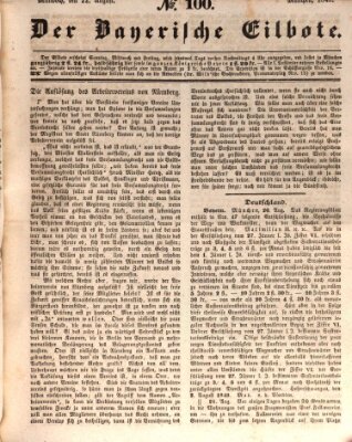 Baierscher Eilbote (Münchener Bote für Stadt und Land) Mittwoch 22. August 1849