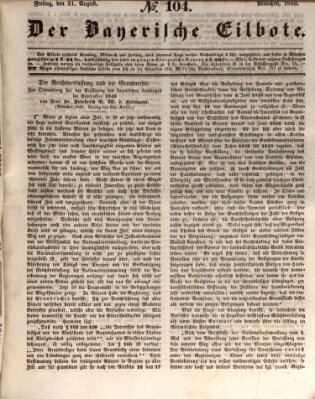 Baierscher Eilbote (Münchener Bote für Stadt und Land) Freitag 31. August 1849