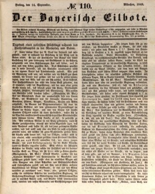 Baierscher Eilbote (Münchener Bote für Stadt und Land) Freitag 14. September 1849