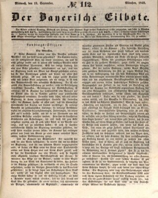 Baierscher Eilbote (Münchener Bote für Stadt und Land) Mittwoch 19. September 1849