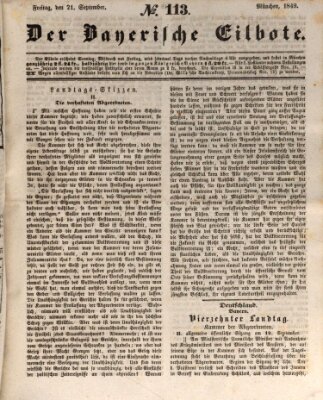 Baierscher Eilbote (Münchener Bote für Stadt und Land) Freitag 21. September 1849