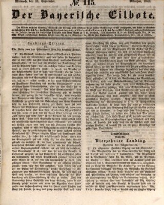 Baierscher Eilbote (Münchener Bote für Stadt und Land) Mittwoch 26. September 1849