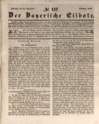 Baierscher Eilbote (Münchener Bote für Stadt und Land) Sonntag 30. September 1849