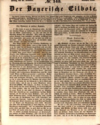 Baierscher Eilbote (Münchener Bote für Stadt und Land) Freitag 30. November 1849