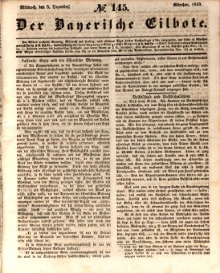 Baierscher Eilbote (Münchener Bote für Stadt und Land) Mittwoch 5. Dezember 1849