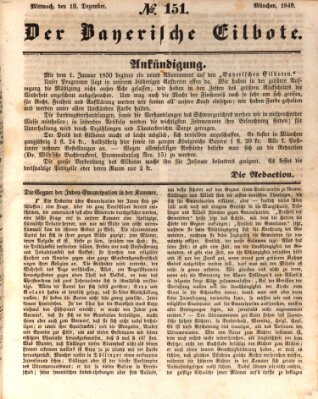 Baierscher Eilbote (Münchener Bote für Stadt und Land) Mittwoch 19. Dezember 1849