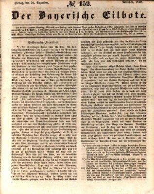 Baierscher Eilbote (Münchener Bote für Stadt und Land) Freitag 21. Dezember 1849