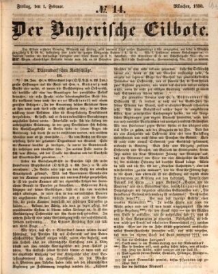 Baierscher Eilbote (Münchener Bote für Stadt und Land) Freitag 1. Februar 1850