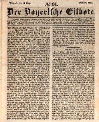 Baierscher Eilbote (Münchener Bote für Stadt und Land) Mittwoch 13. März 1850