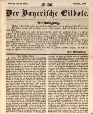 Baierscher Eilbote (Münchener Bote für Stadt und Land) Sonntag 24. März 1850