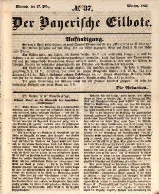 Baierscher Eilbote (Münchener Bote für Stadt und Land) Mittwoch 27. März 1850