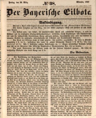 Baierscher Eilbote (Münchener Bote für Stadt und Land) Freitag 29. März 1850