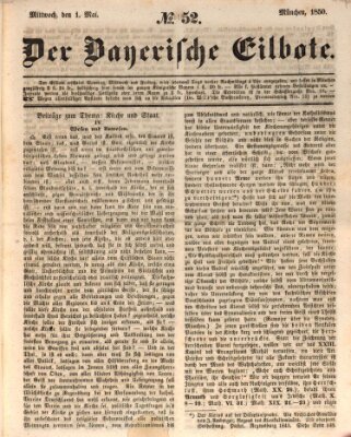 Baierscher Eilbote (Münchener Bote für Stadt und Land) Mittwoch 1. Mai 1850