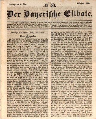 Baierscher Eilbote (Münchener Bote für Stadt und Land) Freitag 3. Mai 1850