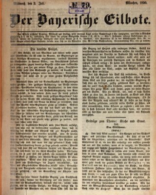 Baierscher Eilbote (Münchener Bote für Stadt und Land) Mittwoch 3. Juli 1850